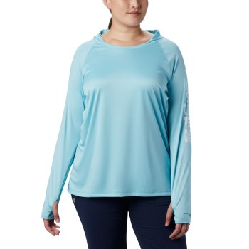 Columbia PFG Tidal Plus Size, Sudaderas Con Capucha Azules Blancos Para Mujer | 908274-FDK